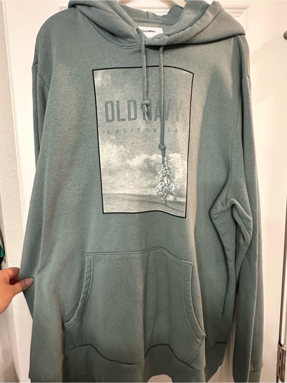 Old Navy Sage Green XXL Graphic Hoodie Sweatshirt